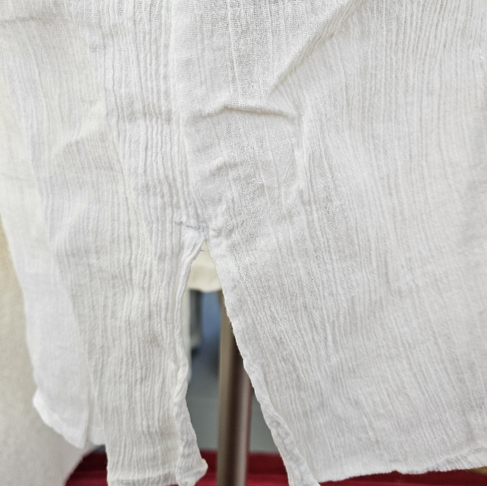 RAVIYA White Cotton Crochet Trim Cover Up | SZ M - Picture 10 of 13